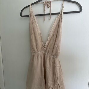 Kendall & Kylie Beige Lace-Trimmed Romper